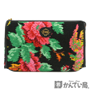 FEILER【フェイラー】ポーチ 小物入れ 化粧ポーチ マルチポーチ コスメ 花柄 ブラック 黒 フラワー 【中古】【USEDーAB】