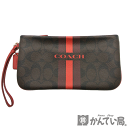 COACH【コーチ】F66463 バッグ ポーチ ブラウン×レッド 茶×赤 メンズ レディース【中古】USEDーB