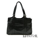 COCO FIORE【コッコフィオーレ】トートバッグ クロコ型押し エナメル ブラック ハンドバッグ レディース【中古】USED-AB