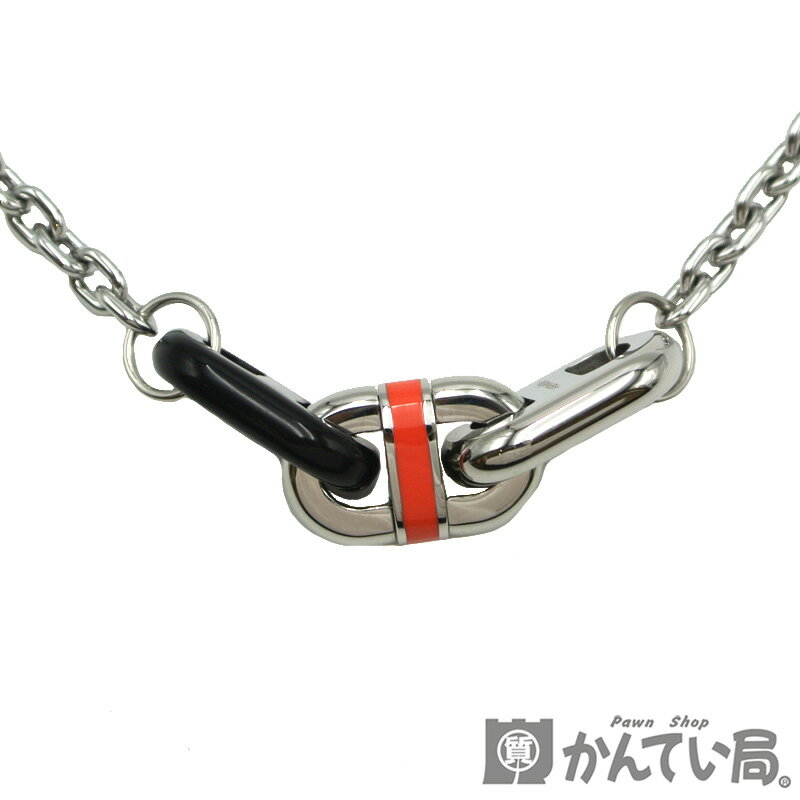 HERMES【エルメス】マイヨン バッファローホーン×メタル チェーン ネックレス シルバー ブラック オレンジ アクセサリー【中古】USED-ABのサムネイル