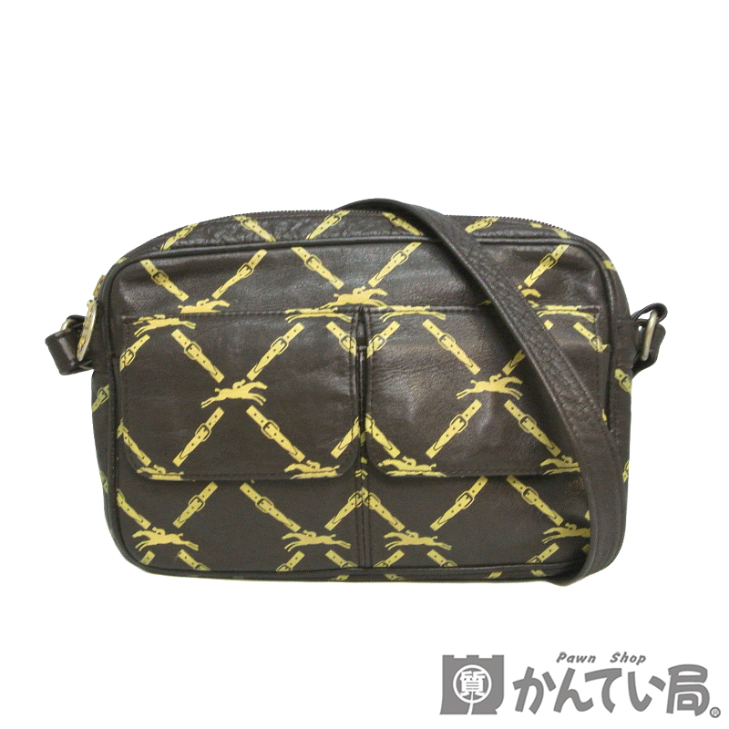 LONGCHAMP【ロンシャン】レザー ショルダーバッグ 乗馬柄 札入れ付き レディース ブラウン 【中古】【USED-B】【質屋かんてい局名古屋西店】