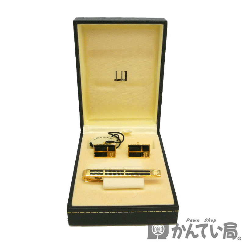 dunhill【ダンヒル】タイピン カフス セット ブラック×ゴールド アクセサリー メンズ 紳士 未使用品【USED-SS】【質屋かんてい局名古屋西店】