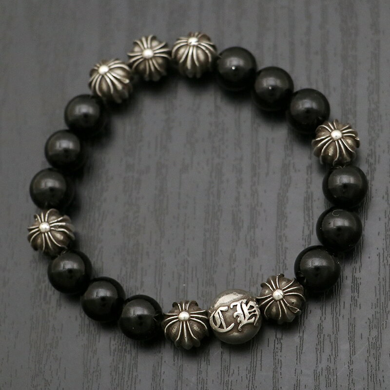 クロムハーツ【CHROMEHEARTS】 ビーズブレスレット/ブラック/10mm/68.2g【中古】121080