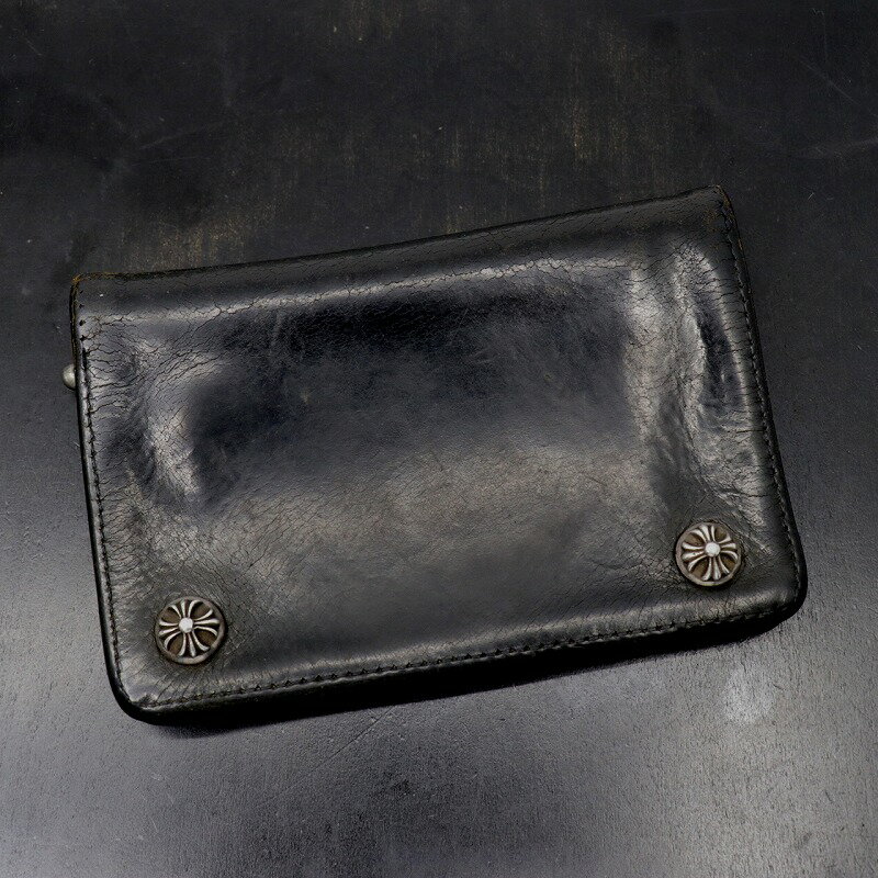 クロムハーツ【CHROMEHEARTS】2ZIPウォレット/コンパクトウォレット/二つ折り財布/クロスボタン【中古】112383