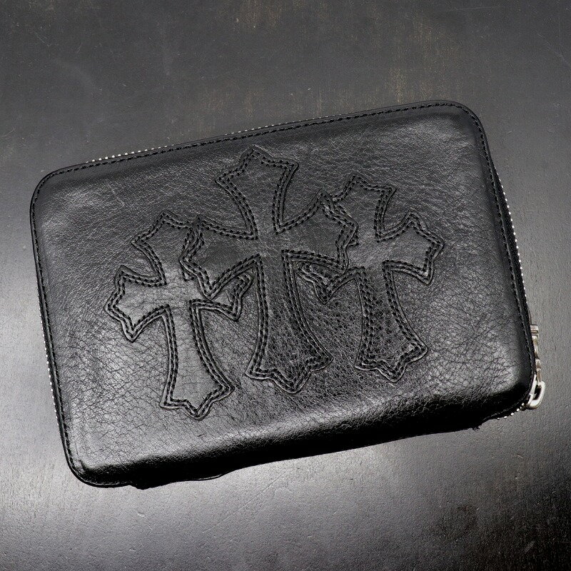 クロムハーツ【CHROMEHEARTS】BANK ROBBER/バンクローバー/ラウンドジップウォレット/3セメタリークロスパッチ【中古】112745