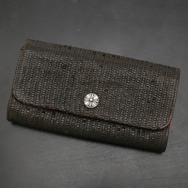 クロムハーツ【CHROMEHEARTS】【ノベルティレザー】 WALLET JUDY/ジュディ/クロスボタン/長財布/ブラウン×ピンク【中古】121878