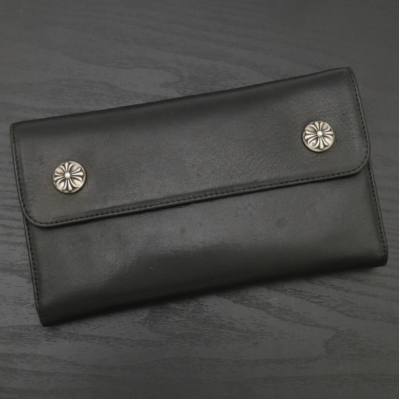 クロムハーツ【CHROMEHEARTS】ウェーブウォレット/クロスボタン/長財布/三つ折り財布【中古】1451