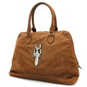 クロムハーツ【CHROMEHEARTS】【保証書付】【デストロイレザー】SLOUCHY MO #2 BAG/スラウチーバッグ/エクストララージダガー/ブラウン【...