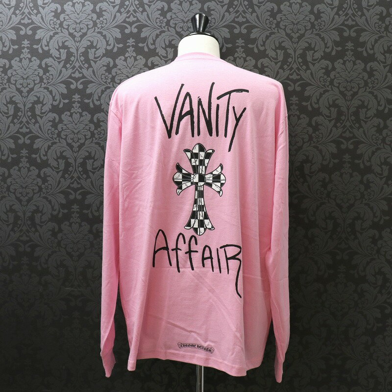 クロムハーツ【CHROMEHEARTS】matty boy/マティボーイ/PPO VANITY AFFAIR LS/グラフィックプリントロンT/ピンク/XXLサイズ【中古】10265