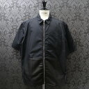 クロムハーツ【CHROMEHEARTS】カーペンターレザーポケットナイロンジップ半袖シャツ/ブラック/XXLサイズ【中古】122084