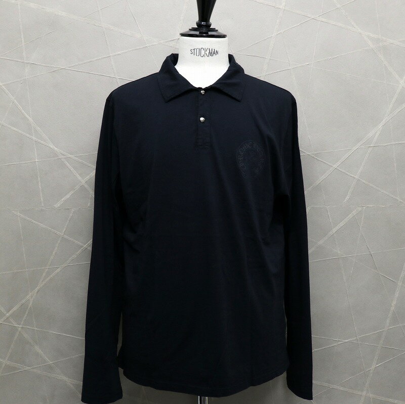クロムハーツ【CHROMEHEARTS】【ロジウム】クロスボタン/ポロシャツ/ロングスリーブ/ブラック/Lサイズ【中古】132776