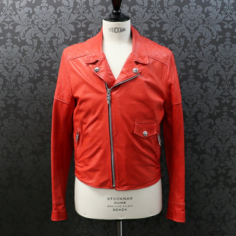 クロムハーツ【CHROMEHEARTS】【保証書付】CRTN LTHR VJ/クリティン/ライダースジャケット/S/レッド【中古】19-2219