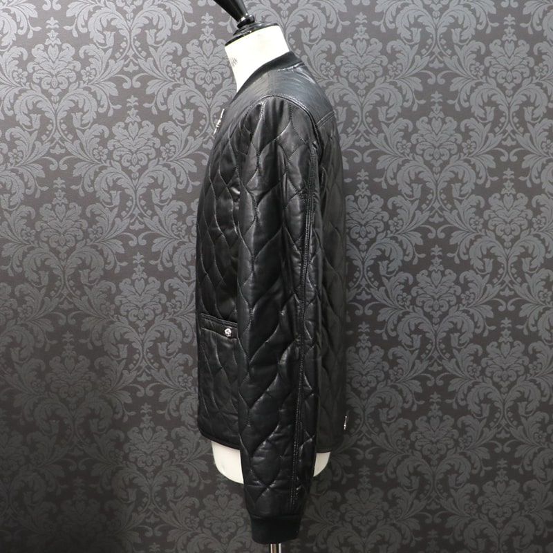 クロムハーツ【CHROMEHEARTS】【保証書付】OTTER POP LTHR/キルティングレザージャケット/リブカシミヤ/M【中古】20-888