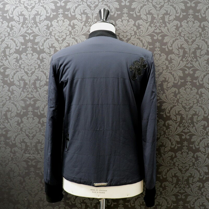 クロムハーツ【CHROMEHEARTS】【セメタリークロスパッチ】MA1ジャケット/ダブルジップジャケット/ボンバージャケット/リブカシミヤ/Mサイズ【中古】11436
