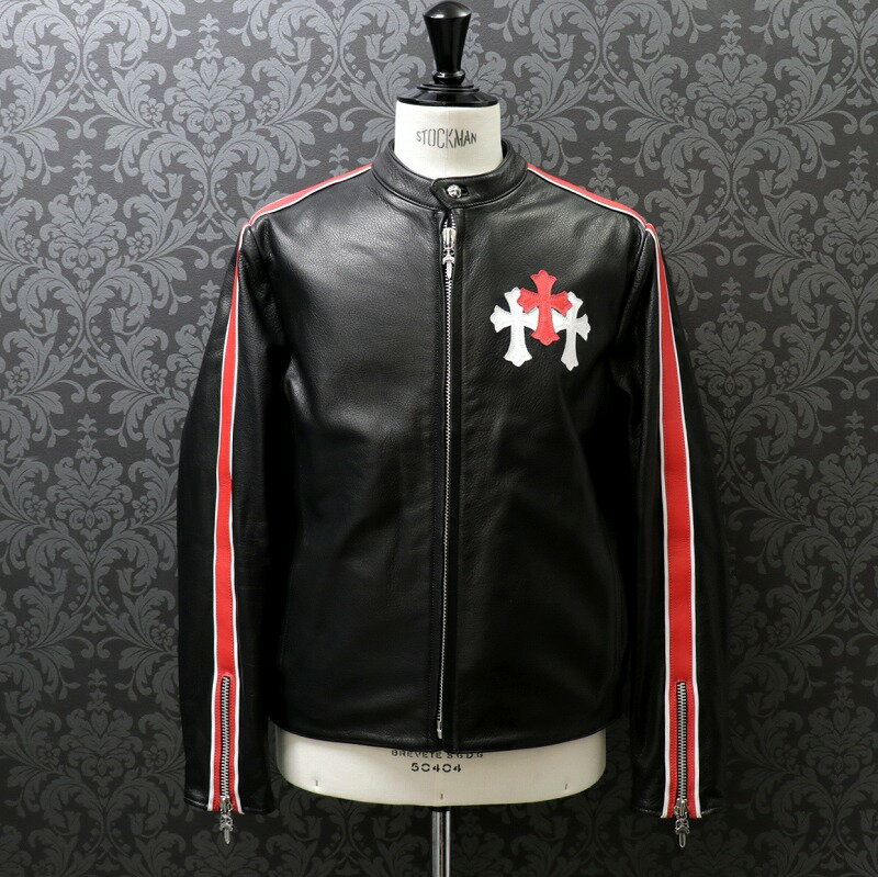 クロムハーツ【CHROMEHEARTS】【保証書付】【青山20周年記念】RACING2/レーシング2/シングルレザーライダースジャケット/クロスパッチ/Mサイズ【中古】