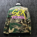 クロムハーツ【CHROMEHEARTS】MA1/MATTY BOY Sex Records Bomber Jacket Green Camo マッティボーイ セックスレコードボンバージャケット グリーンカモ 中綿ブルゾン フライトジャケット 迷彩 ブラウン×ベージュー/XLサイズ【中古】12756