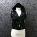 クロムハーツ【CHROMEHEARTS】【レディース】ライダースパーカー/ナイロンライダースベスト/ノースリーブパーカー/カシミヤフード/Mサイズ【中古】122...