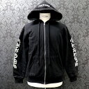 クロムハーツ【CHROMEHEARTS】袖ロゴプリントパーカー/裏地サーマル/ダガージップパーカー/ブラック/Mサイズ【中古】131327