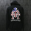 クロムハーツ【CHROMEHEARTS】【訳あり】3セメタリークロスプリント/ダガージップパーカー/アメリカンフラッグ/裏地サーマル/Lサイズ【中古】12249...