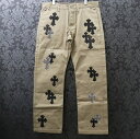 クロムハーツ【CHROMEHEARTS】【セメタリークロスパッチ】CHINOS CEM CRS PTCH /チノパン/クロスボタン/レザー切替/32インチ【中古】12272