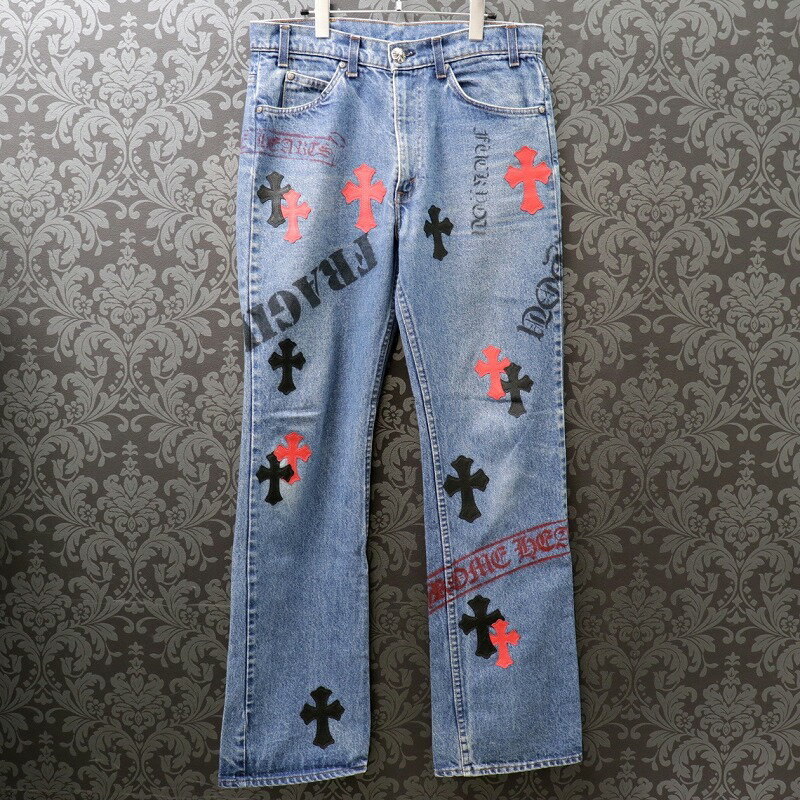 クロムハーツ【CHROMEHEARTS】【リーバイス】Stencil Denim/ステンシル デニム/セメタリークロスパッチ/デニムパンツ/32インチ【中古】12772