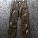 クロムハーツ【CHROMEHEARTS】【セメタリークロスパッチ】CHINOS CEM CRS PTCH /チノパン/クロスボタン/レザー切替/レオパード/ハラコ/ブラウン/30インチ【中古】121232-1