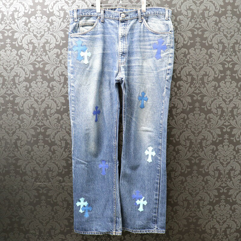 ロムハーツ【CHROMEHEARTS】【リーバイス】517/セメタリークロスパッチデニムパンツ/青×水色/36インチ..