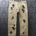 クロムハーツ【CHROMEHEARTS】【セメタリークロスパッチ】CHINOS CEM CRS PTCH /チノパン/クロスボタン/レザー切替/36インチ【中古...