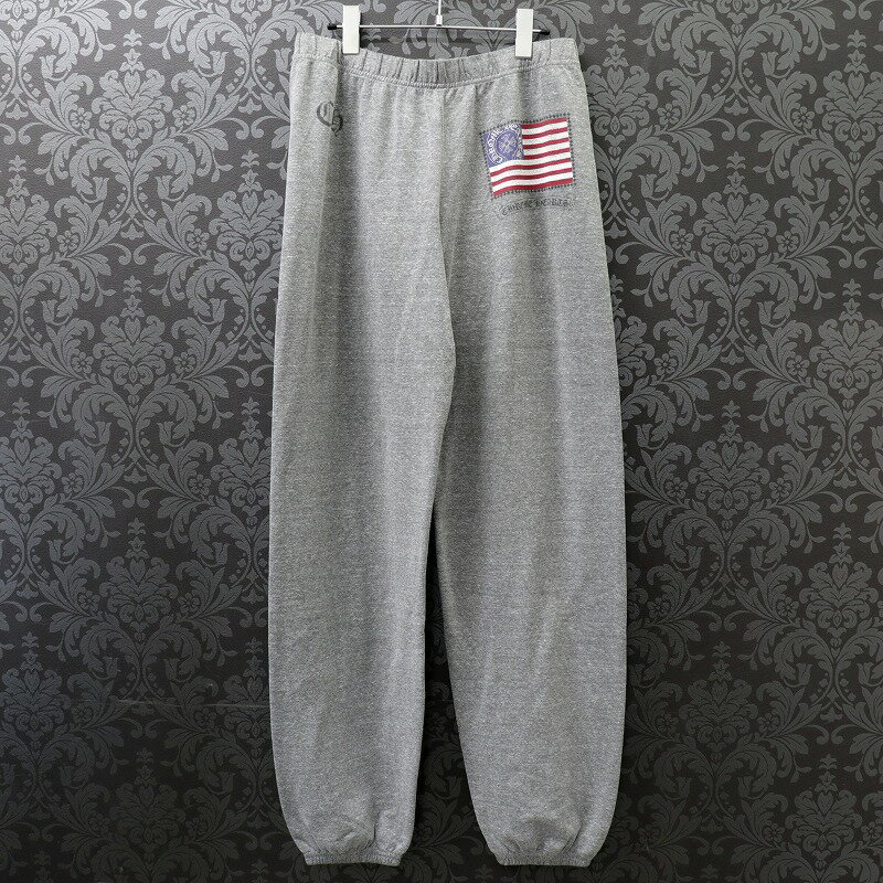 クロムハーツ【CHROMEHEARTS】【星条旗】スクロールラベルプリント/スウェットパンツ/グレー/Sサイズ【中古】131621