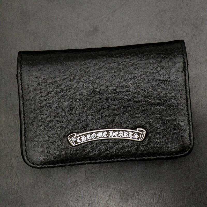 クロムハーツ【CHROMEHEARTS】名刺入れ/カードケース/3ポケット/スクロールラベル/ブラック【中古】12563