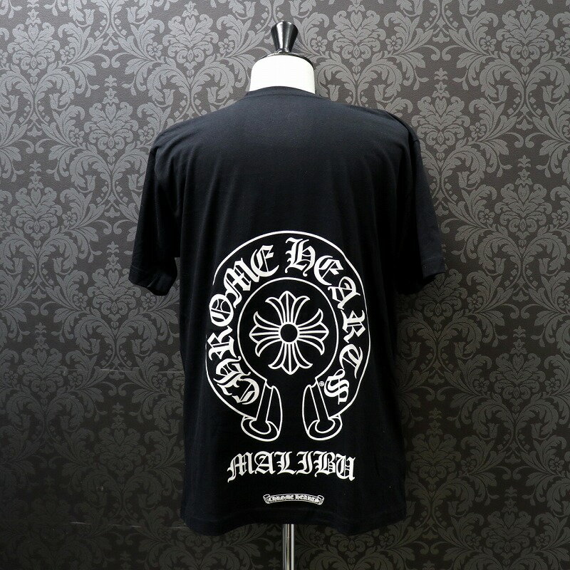 クロムハーツ【CHROMEHEARTS】【未使用品】【マリブ限定】Malibu Horseshoe /ホースシュープリント/カットソー/Tシャツ/ブラック/Lサイズ【中古】101248