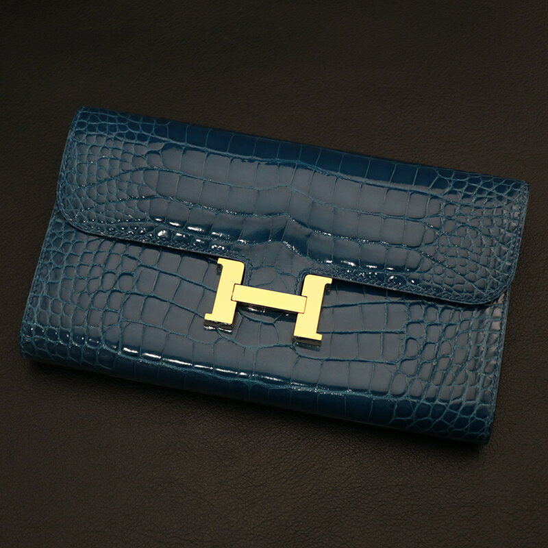 エルメス【HERMES】コンスタンスロング / アリゲーター / ブルー / ゴールド金具 / A刻印(2017年頃) / 財布【中古】稲沢店(124525)