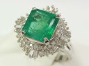 レディース【中古】 エメラルドダイヤリング Pt900 D0.71/E2.73ct プラチナ 約#11 約11号 指輪【楽ギフ_包装選択】(4)