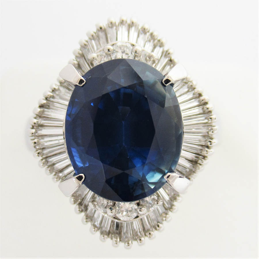 レディース【中古】　サファイアリング　Pt900　S5．39／D0．63ct　＃11　約11号　サファイア　プラチ..