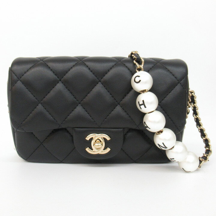 レディース【中古】 　CHANEL　シャネル　パール　チェーンショルダー　バッグ　ゴールド金具　黒　ブラック系【楽ギフ_包装選択】