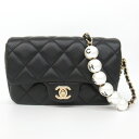 レディース【中古】 　CHANEL　シャネル　パール　チェーンショルダー　バッグ　ゴールド金具　黒　ブラック系【楽ギフ_包装選択】