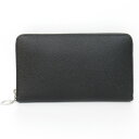 メンズ レディース【中古】 BVLGARI ブルガリ 36933 ラウンドファスナー財布 長財布 レザー ブラック系/ブルー系【楽ギフ_包装選択】