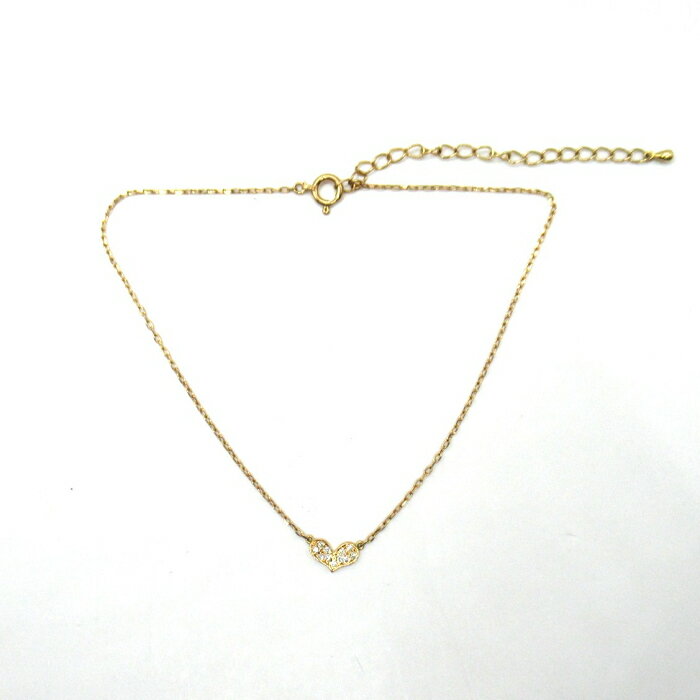 レディース【中古】 ダイヤモンドアンクレット ハートモチーフ K18 D0.05ct ゴールド 金 約25cm【楽ギフ_包装選択】