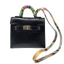 HERMES【エルメス】ケリーツイリーチャーム リザード×シルク ブラック Z刻印 バッグチャーム【中古】 USED-A 質屋 かんてい局 加古川店 A25-0...