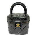 CHANEL【シャネル】バニティバッグ マトラッセ パテントレザー ブラック ハンドバッグ ココマークCC 化粧ポーチ【中古】 USED-B 質屋 かんてい局 ...