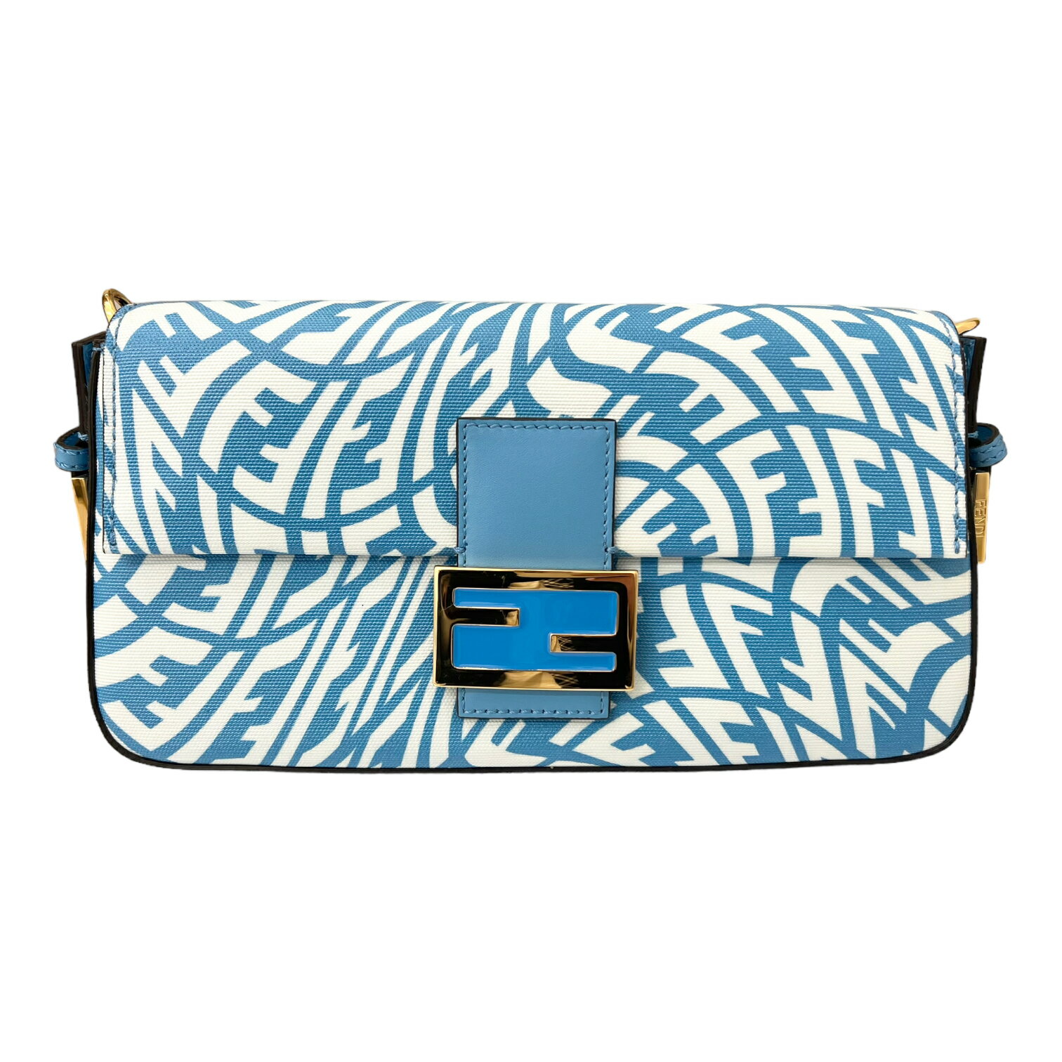 【中古】|FENDI フェンディ 8BR792 バゲット ハンドバッグ キャンバス ブルー