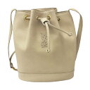 【中古】|YVES SAINT LAURENT サンローラン ショルダーバッグ 巾着 ヴィンテージ 斜め掛け ホワイト レザー ベージュ レディース