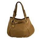 【中古】|FENDI フェンディ セレリア 8BR595 ショルダーバッグ レザー ブラウン ゴールド ハンドバッグ トートバッグ レディース