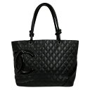 【中古】|CHANEL シャネル A25169 カンボンライン ラージトート ココマーク ショルダーバッグ トートバッグ ソフトカーフ ブラック ピンク レディ...