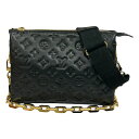 【中古】|LOUIS VUITTON ルイヴィトン モノグラム エンボス M57790 クッサンPM ラムレザー チェーンショルダー ブラック メンズ レディー...
