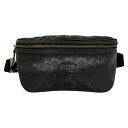 【中古】|GUCCI グッチ 233269 GGインプリメ ボディバッグ ウエストバッグ ウエストポーチ ヒップバッグ コーティングキャンバス レザー ブラック...