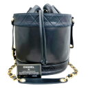 【中古】|CHANEL シャネル ココマーク 巾着 チェーンショルダーバッグ ブラック