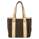 【中古】|FENDI フェンディ 8BH161 トートバッグ ズッキーノ ズッカ柄 ショルダーバッグ キャンバス レザー ベージュ ブラウン レディース