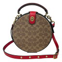 【中古】|COACH コーチ シグネチャーハンドバッグ 2WAY バッグ ハンドバッグ ブラウン レッド レザー レディース ラウンドバッグ