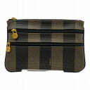 【中古】|FENDI フェンディ ペカン柄 ポーチ 化粧ポーチ ブラック ベージュ メンズ レディース